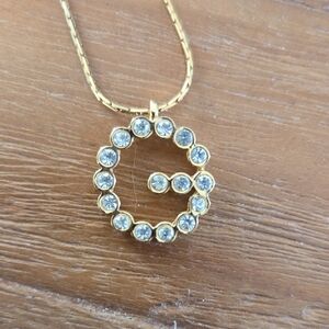 Vintage Givenchy Gold-Tone G Logo Crystal Necklace